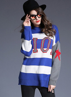 Fashion Loose Stripe Hit Color Sweater