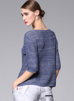 Casual O-neck Half Sleeve Sweater