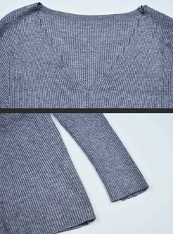 Brief Wool Pure Color Sweater