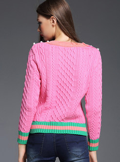 Sweet Hit Color O-neck Sweater