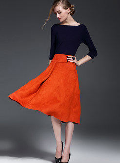 Fashion Slim Sweater & Pure Color A-line Suits