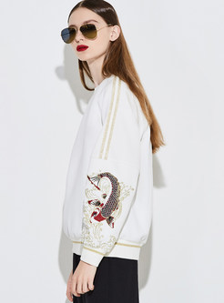 Patchwork Embroidery Loose Hoodies Shirt