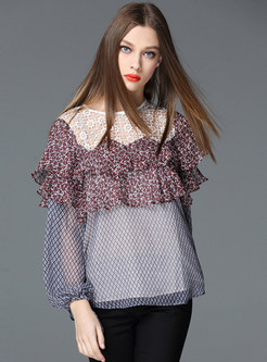 Patch Peplum Floral Lace Plus Size T-shirt