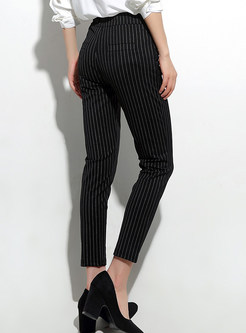 Stylish Striped Ankle-length Slim Pants
