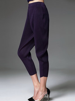Stylish Purple Pencil Casual Mid-Calf Pants