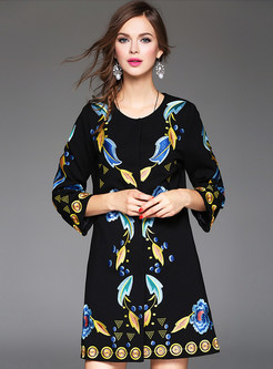 Round Collar Embroidery Loose Coat