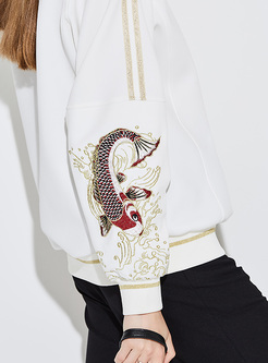 Patchwork Embroidery Loose Hoodies Shirt