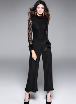 Casual Striped Stylish Pleated Slim Full-length Pants