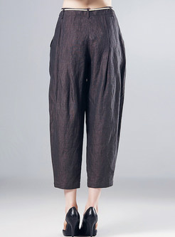 Vintage Linen Casual Plus Size Pants