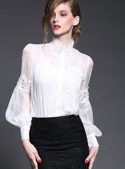 Sexy Perspective Lantern Sleeve Blouse