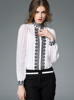 Elegant Ethnic Embroidery Perspective Blouse