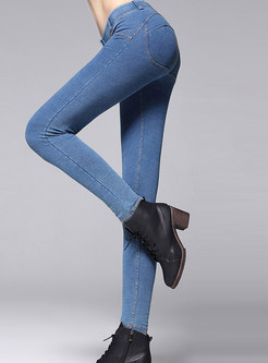 Denim Slim Cotton Solid Color Legging Pants