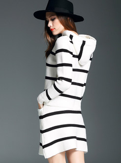 Fashion Stripe Hooded Two-piece Outfits