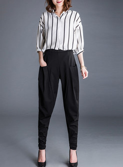 Solid Color Full-length Plus Size Harem Pants