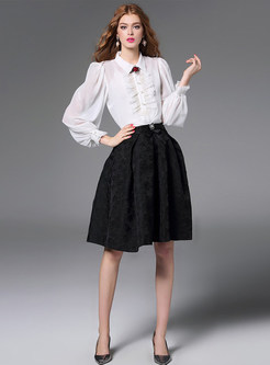 Vintage Stylish Bowknot A-line Elegant Skirt
