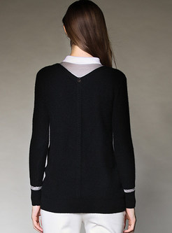 Brief Slim V-neck Pure Color Sweater