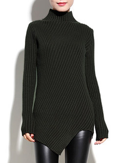 Fashion Asymmetrical Hem Slit Sweater