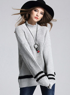 Fashion Loose Hit Color Turtle Neck Sweater