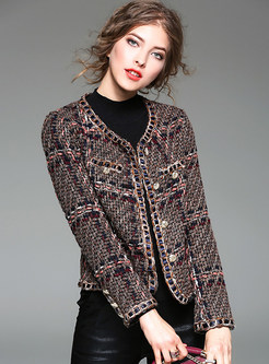 Multicolor Plaid Short Woolen Coat