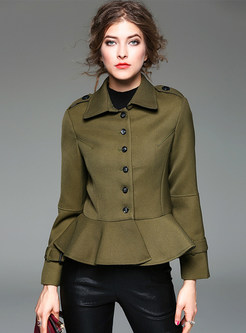 Army Green Flounced Short Coat