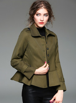 Army Green Flounced Short Coat