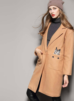 One-button Cat Embroidery Coat