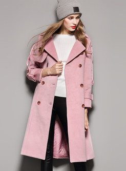 Drop Shoulder Double-breasted Belted Wool Coat