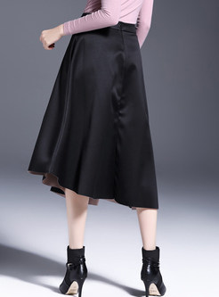 Asymmetric Black A-Line Stylish Skirt