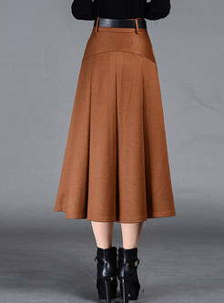 Brief Pleat Pure Color Skirt
