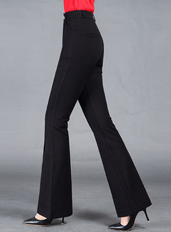 Brief Pure Color Long Flare Pants