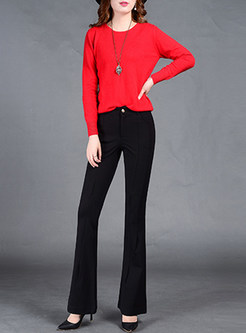 Brief Pure Color Long Flare Pants