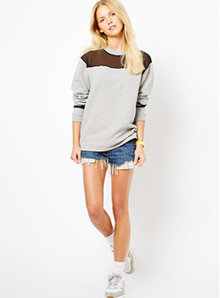 Hollow-outed See-through Patchwork Sweatshirt