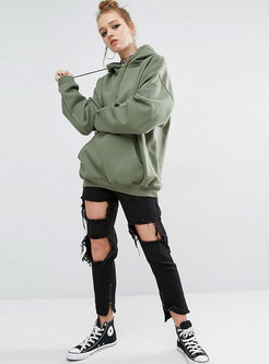 Army Green Oversize Pullover Hoodie