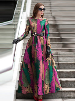 Colorful Floral Stylish Slim High-Waist Maxi Dress