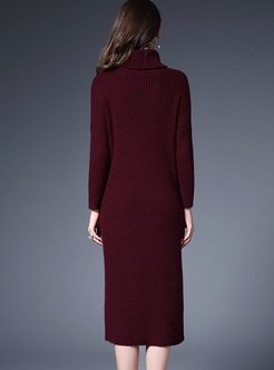 Elegant Solid Color High Waist Knitted Dress