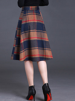 Vintage Grid A-line Pleat Skirt