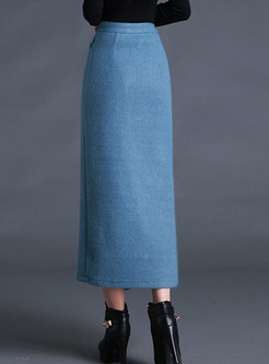 Brief Asymmetrical Slim Long Skirt