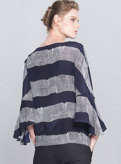 Stylish Oversize Stripe Mulberry Silk T-shirt