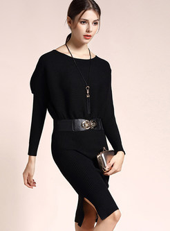Casual Loose Wool Pencil Knitted Dress