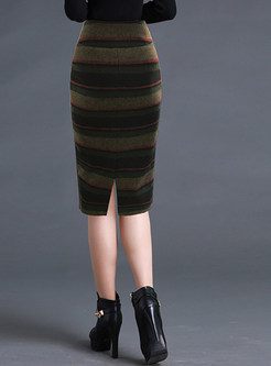 Ethnic Stripe Slim Bodycon Skirt