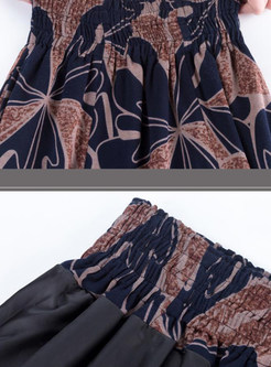 Ethnic A-line Print Pleat Skirt