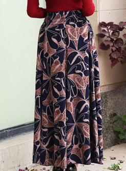 Ethnic A-line Print Pleat Skirt
