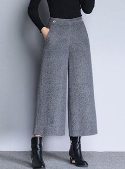 Brief Pure Color Straight Wide Leg Pants