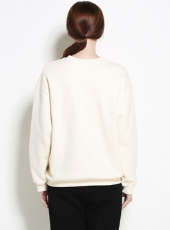 Casual Letter Print Thick Pullover Sweatshirt