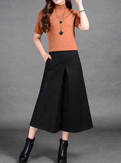Black Thick Straight Casual Wide Leg Pants
