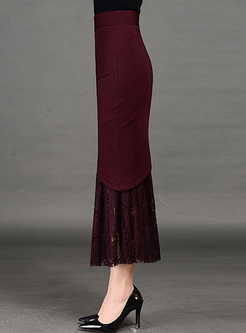 Skirts | Skirts | Long Slim Lace Asymmetric Patch Skirt