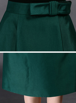 Pure Color High Waist Ball Gown Skirt