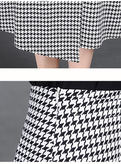 British Plaid Print Asymmetric Patch A-line Skirt