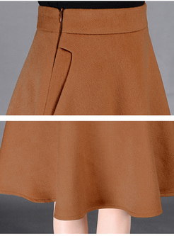 Vintage Brief High Waist Pocket A-line Skirt