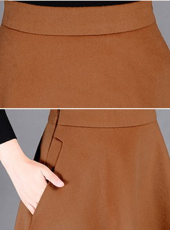 Vintage Brief High Waist Pocket A-line Skirt